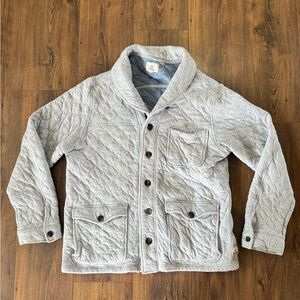 Surfside Supply Heather Grey Shawl Collar Quilted Fleece Cardigan Size XL